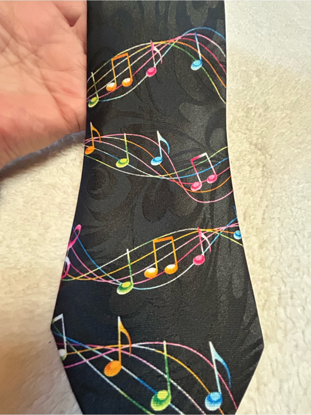 🎁3 for $30 - Black Tie with Colorful Musical Notes